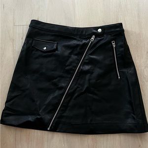 Black faux leather mini skirt
